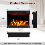 Tangkula 23” Electric Fireplace, 5,000 BTU Fireplace Insert with Remote Control, Crystal Stones