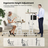 Tangkula Mobile Stand Up Desk, Adjustable Computer Desk, Height Adjustable and Special Tilting Surface Design