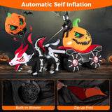 Tangkula 9 FT Halloween Inflatable Grim Reaper Driving Pumpkin Carriage, LED Lighted Carriage with Pumpkin & Skeleton Dragon