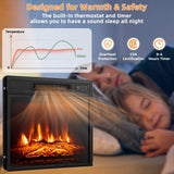 18" Electric Fireplace Heater, Freestanding & Recessed 1400 W Electric Stove Heater