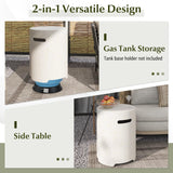 Tangkula Outdoor Propane Tank Cover Table, Patiojoy Wicker Hideaway Table for Gas Fire Pits