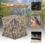 Tangkula 2-3 Person Hunting Blind with Full Open Door, 360 Degree See Through Ground Blind with Silent Slide Windows