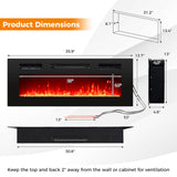 Tangkula 36 Inches Electric Fireplace, 5,000 BTU Fireplace Insert with LED Light Strips, Remote