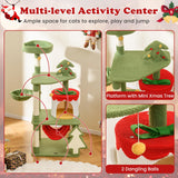 Tangkula Christmas Cat Tree, 52” Tall Cat Tower with Sisal Scratching Posts & Xmas Tree