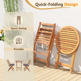 Tangkula 3 Piece Patio Wood Bistro Set, Folding Table Chair Set w/Soft Seat Cushions