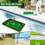 Tangkula Floating Golf Green for Pool, Floating Chipping Green Includes Golf Hitting Mat