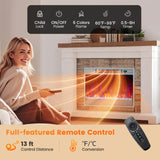 Tangkula 23-Inch Infrared Quartz Electric Fireplace Insert with Remote Control, 1500W Recessed Fireplace Heater with Thermostat