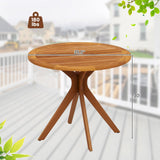 Tangkula Round Bistro Table, Indoor Outdoor Coffee Table w/Solid Structure, Slatted Tabletop, Stable Legs, 35.5” Wood Dining Table for Patio