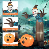 Tangkula 7 FT Halloween Inflatable Haunted Scarecrow, Blow up Yard Decoration with Built-in LED Lights