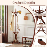 Tangkula Coat Rack with Umbrella Holder, 73 Inch Freestanding Coat Hanger Stand with 12 Hooks