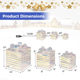 Tangkula Set of 3 Christmas Lighted Gift Boxes, Pre-lit 90 LED Light Up Present Box Decorations