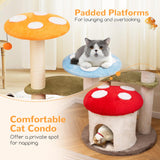 Tangkula Mushroom Cat Tree, 35 Inch Cute Cat Tower with Sisal Scratching Posts, Cat Condo