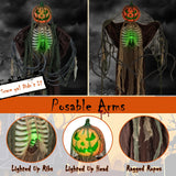 Tangkula 6 FT Halloween Light Up Talking Ghost Pumpkin with Glowing Ribs and Moving Head