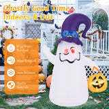 Tangkula 6 FT Halloween Inflatable Cute Ghost with Jack-O-Lantern