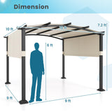 Tangkula 10x10Ft Pergola, Patio Pergola with Retractable Sun Shade Canopy, Extra Large Patio Shelter Pavilion