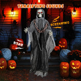 Tangkula 6.4 FT Halloween Animatronic Standing Grim Reaper with Chain