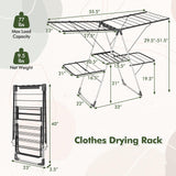 Tangkula Laundry Drying Rack, Foldable Clothes Drying Rack with Height Adjustable Wings, 33 Drying Rails & Sock Clips