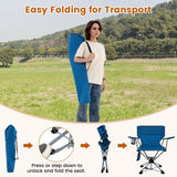 Tangkula Swivel Camping Chair, Portable Lawn Chair with Cup Holder, Storage Pocket, Carrying Bag