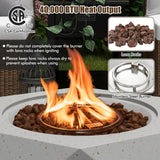 Tangkula Propane Fire Pit Table Set, 28” Hexagon Terrazzo Gas Fire Pit with Hideaway Tank Holder