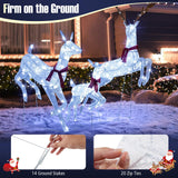 Tangkula 3-Piece Christmas Lighted Reindeer Family Set, Xmas Pre-Lit Reindeer with 255 Cold White LED Lights