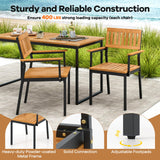 Tangkula Patio Dining Chair Set, Outdoor Chairs w/Metal and Acacia Wood Frame, Armrests