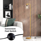 Tangkula Industrial Floor Lamp, Modern Standing Lamp with Hanging Glass Lampshade & Foot Switch