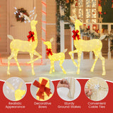 Tangkula 3 Pieces Christmas Lighted Reindeer Family Set