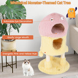 Tangkula Monster-Themed Cat Tree, 3-Level Cat Tower Activity Center with 2-Story Cat Condo