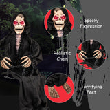 Tangkula 5 FT Halloween Animated Sitting Reaper with Moving Upper Body