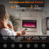 Tangkula 23” Electric Fireplace Insert, Recessed 1500W Fireplace Heater with Remote Control, Overheat Protection