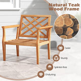 Tangkula Patio Dinning Chair, Teak Wood Armchair with Cozy Backrest and Armrests