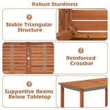 Tangkula Patio Dining Table with Umbrella Hole, Outdoor Solid Wood Dining Table for 6 with Teak Oil Finish