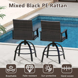 Tangkula 3 Pieces Wicker Patio Swivel Bar Set