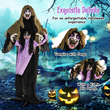 Tangkula 5.6 FT Halloween Animated Vampire with Creepy Doll, LED Eyes, Vocally Triggered Sound & Motion Effects