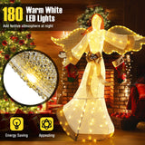 Tangkula 5.2 FT Outdoor Christmas Lighted Angel, Xmas Pre-lit 3D Winged Angel with Halo