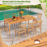 Tangkula 8-Person Outdoor Acacia Wood Dining Table, 79” x 35” Rectangular Bistro Table with 1.96” Umbrella Hole