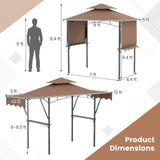 Tangkula 13x5 Ft Grill Gazebo with Dual Side Awnings, 2-Tier Barbecue Gazebo with 2 Shelves