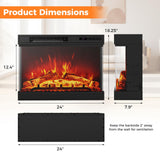 Tangkula 24 Inches 3-Sided Electric Fireplace Insert, 5,000 BTU Fireplace Log Heater with Remote Control