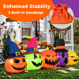 Tangkula 9 FT Inflatable Halloween Pumpkin Patch Family, Blow up Yard Decoration with Built-in LED Lights and Witch Hats