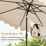 Tangkula 9Ft Patio Umbrella with Crank, 2-Tier Outdoor Umbrella with Push Button Tilt, Sun-Protective Canopy