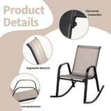 Tangkula Patio Rocking Chair Set of 2/4, Outdoor Ergonomic Rockers with Breathable Fabric Seat