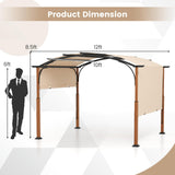 Tangkula 10x12Ft Pergola, Arched Patio Pergola with Retractable Sun Shade Canopy