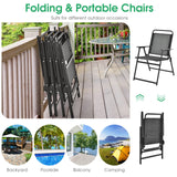 Tangkula Outdoor Folding Chairs Set of 2, Patio Dining Chairs with Breathable Seat & Cozy Armrests