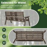 Tangkula Outdoor Fir Wood Bench with Foldable Middle Table, 2-3 Person Garden Bench (Coffee)