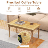 Tangkula Patio Coffee Table, Side Table with Solid Teak Wood Structure, Slatted Tabletop