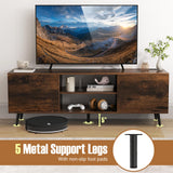 Tangkula TV Stand for 60" TVs, Entertain Center w/Power Outlets