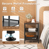 Tangkula Square Side Table, 3-Tier Nightstand with Dual Mesh Shelves, Industrial End Table for Living Room