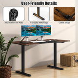 Tangkula 55 x 28 Inch Large Electric Standing Desk, Height Adjustable Sit to Stand Desk with Powerful Motor & Hanging Hook