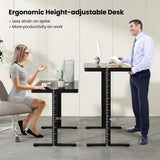 Tangkula Glass Standing Desk with Drawer, 48” x 24” Height Adjustable Electric Stand Up Desk with Tempered Glass Top