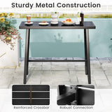 Tangkula 36" Patio Counter Height Bar Table, Rectangular High Pub Table with Sturdy Metal Frame and Adjustable Foot Pads